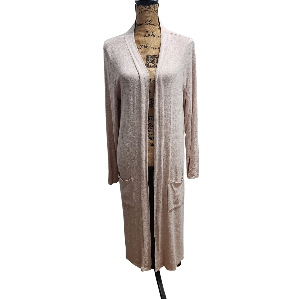 Faded Glory Women's Oatmeal Heather Long‎ Cardigan Duster Size L